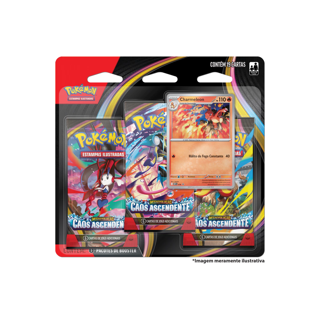 Blister Triplo Caos Ascendente Charmeleon Pokémon Megaevolução – 3 Boosters