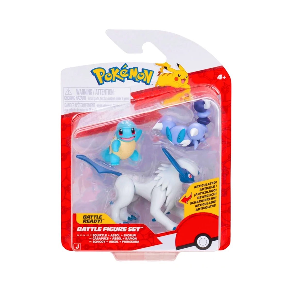 3 Bonecos de Batalha Squirtle, Skorupi e Absol - Pokémon