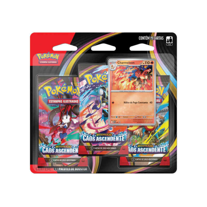 Blister Triplo Caos Ascendente Charmeleon Pokémon Megaevolução - 3 Boosters