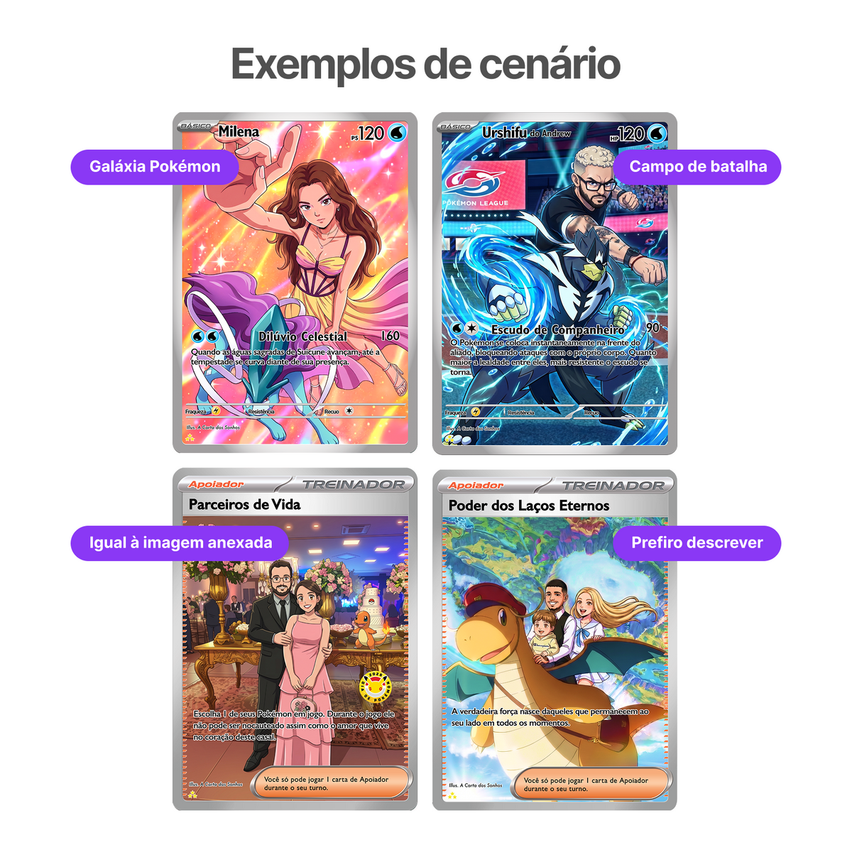 2 Cartas Pokémon Personalizadas (Holográfica) + Brinde 2 Toploader Semirrígido Transparente-thumbmail-3