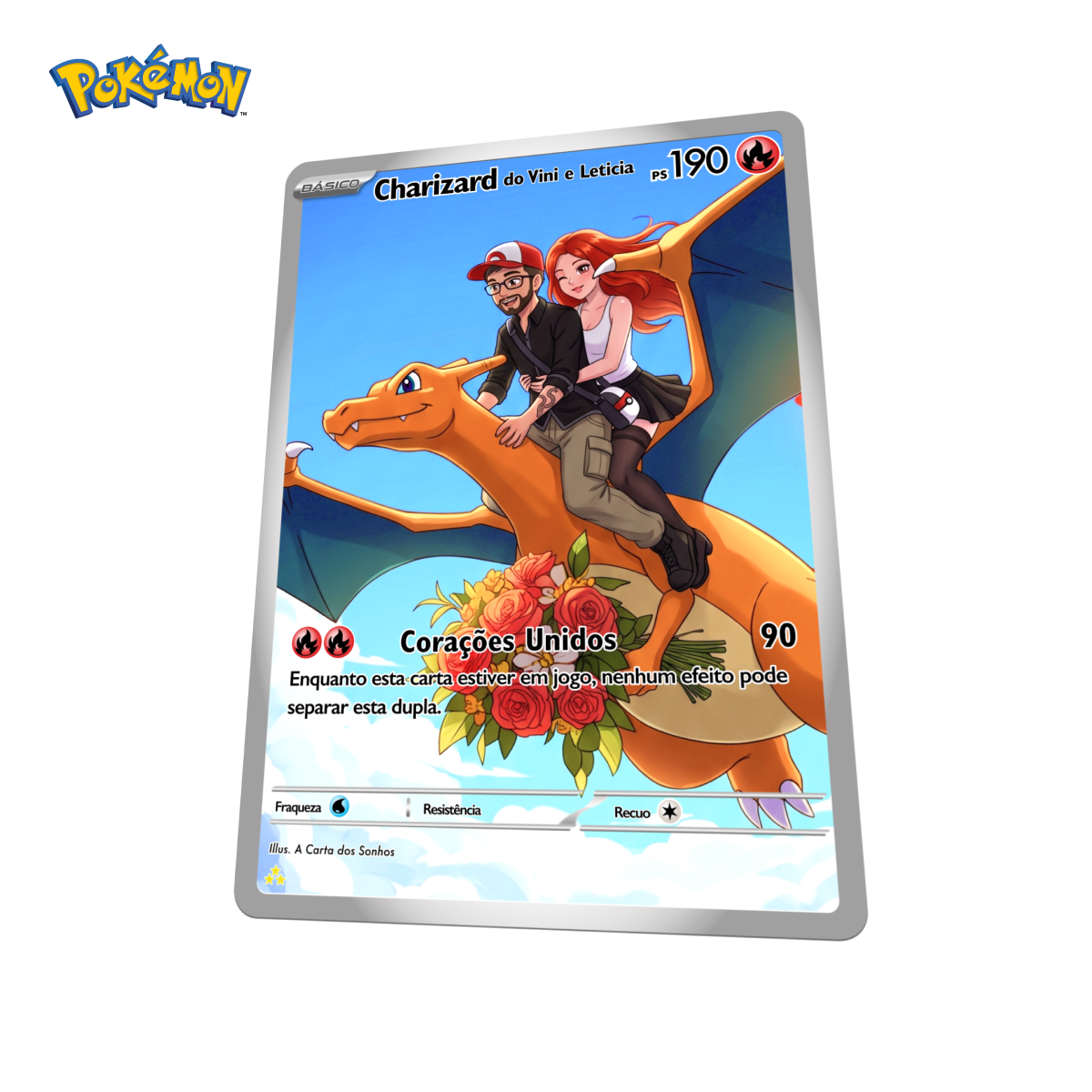 Carta Personalizada com Pokémon Voando - Holográfica